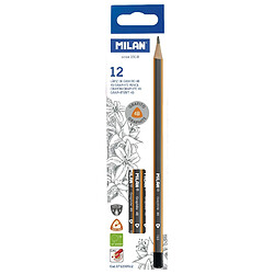 Milan Boîte de 12 crayons triangulaires graphite 4B