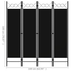 vidaXL Cloison de séparation 4 panneaux Noir 160 x 180 cm pas cher