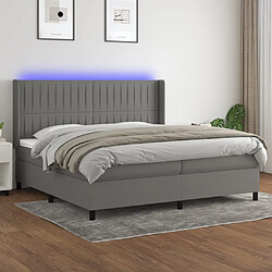 vidaXL Sommier à lattes de lit matelas LED Gris foncé 200x200 cm Tissu