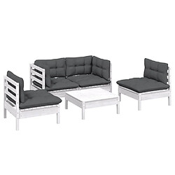 Avis Maison Chic Salon de jardin 5 pcs + coussins - Mobilier/Meubles de jardin - Table et chaises d'extérieur bois de pin massif -MN33533