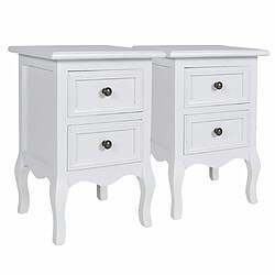 Helloshop26 Table de nuit chevet commode armoire meuble chambre 2 pcs avec 2 tiroirs mdf blanc 1402190