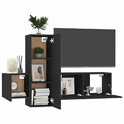 Avis Maison Chic Ensemble de meubles TV 3 pcs | Banc TV Moderne pour salon | Meuble de Rangement - Noir Aggloméré -MN35700