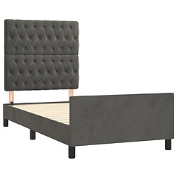 Acheter Maison Chic Lit adulte - Cadre Structure de lit avec tête de lit Contemporain Gris foncé 100x200 cm Velours -MN90201