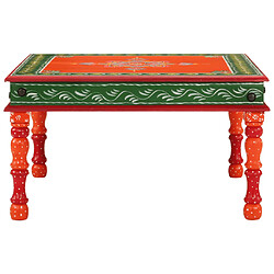 ComfortXL Table Basse Orange Bois De Manguier Massif Peint à La Main