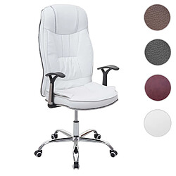 Mendler Chaise de bureau HWC-F14, chaise de bureau 150kg charge max. simlicuir ~ blanc