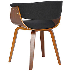 Acheter Decoshop26 Chaise de bureau salle à manger style scandinave avec revêtement en tissu noir cadre en bois couleur noyer 10_0002196