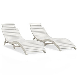 Maison Chic Lot de 2 Chaises longues | Transat Bain de soleil blanc 184x55x64 cm bois massif d'acacia -GKD88158