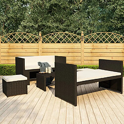 Maison Chic Salon de jardin 5 pcs + coussins - Mobilier/Meubles de jardin - Table et chaises d'extérieur Résine tressée Noir -MN68626