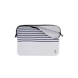 MW Housse pour MacBook 13 pouces à Mémoire de Forme Marinière Anti-rayures Blanc / Bleu