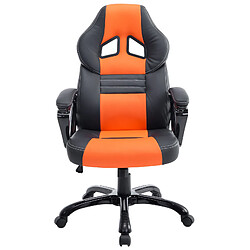 Decoshop26 Fauteuil de bureau gaming sur roulettes mécanisme d'inclinaison en PVC noir / orange et plastique 10_0002599