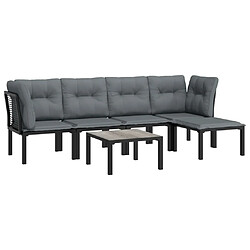 Avis Maison Chic Salon de jardin 6 pcs - Table et chaises d'extérieur - Mobilier/Meubles de jardin Moderne noir et gris résine tressée -MN29455