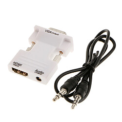 Hdmi Femelle Convertisseur Vga Mâle + Support Adaptateur Audio 1080p Sortie Blanc