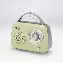 Enceinte/Radio rétro HALTERREGO , RMS 5W, Bluetooth, Radio FM, lecteur USB, Aux IN, Batterie rechargeable, vert olive