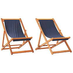 Maison Chic Lot de 2 Chaises de plage pliables | Chaises Relax d'extérieur bleu tissu -GKD34272