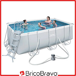 Bestway Kit piscine tubulaire rectangulaire Power Steel - L 412 x l 201 x H 122 cm