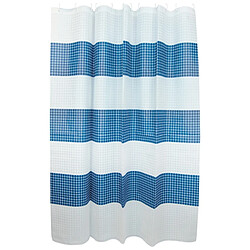 MSV Rideau de douche Polyester QUADRO 180x200cm QUALITÉ PREMIUM Bleu & Blanc - Anneaux inclus