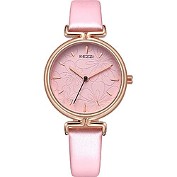 Chrono Montre décontractée à la mode pour femmes Kezzi Montre de luxe analogique légère à quartz( Rose)