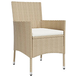 Ensemble salle à manger de jardin 3 pcs,Table et chaise à dîner d'extérieur Beige poly rotin -MN61710 pas cher