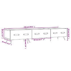 vidaXL Meuble TV blanc brillant 150x36x30 cm bois d'ingénierie pas cher