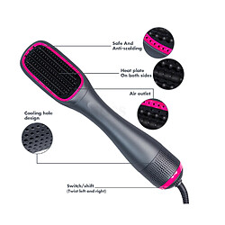 Avis Universal Sèche-cheveux en céramique à un pas Brosse à lisser 1200W Brosse à lisser ionique Carding pour sèche-cheveux Maison Salon & Voyages |(Rose)