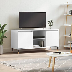 Maison Chic Meuble TV scandinave - Banc TV pour salon blanc brillant 104x35x50 cm bois d'ingénierie -MN83438