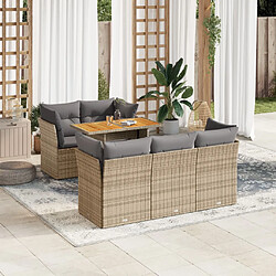 vidaXL Salon de jardin avec coussins 6 pcs beige résine tressée