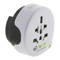 Adaptateur prise voyage universel 5en1 - 100 pays USA/Asie/UK - blanc - Q2 Power