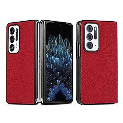 Coque en TPU + PU imperméable, texture croco rouge pour votre Oppo Find N