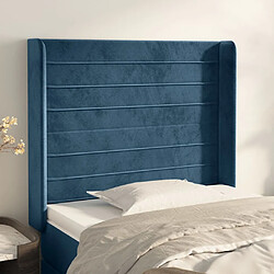 Maison Chic Tête de lit scandinave avec oreilles,meuble de chambre Bleu foncé 83x16x118/128 cm Velours -MN90733