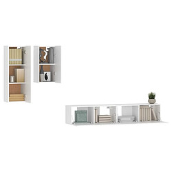 Acheter Maison Chic Ensemble de meubles TV 4 pcs | Banc TV Moderne pour salon | Meuble de Rangement - Blanc Bois d'ingénierie -MN31915