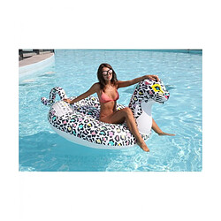 Airmyfun Bouée Gonflable XXL Chevauchable, Piscine & Plage, Flotteur Deluxe - Léopard 150x150x105cm