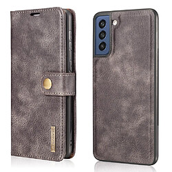 Dg.Ming Etui en PU + TPU Split 2-en-1 détachable gris pour votre Samsung Galaxy S21 FE