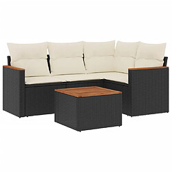 Maison Chic Ensemble de 5 Tables et chaises d'extérieur avec coussins,Salon de jardin noir résine tressée -GKD478720