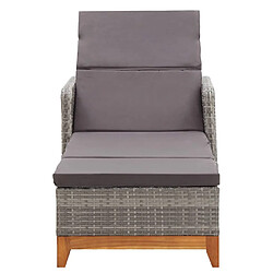 Helloshop26 Transat chaise longue bain de soleil lit de jardin terrasse meuble d'extérieur résine tressée et bois d'acacia massif gris 02_0012917