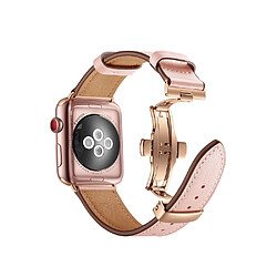 Eko Bracelet pour Apple Watch 38/40/41mm en cuir véritable avec boucle déployante Rose