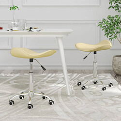 vidaXL Chaises pivotantes à manger lot de 2 crème similicuir