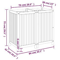 vidaXL Jardinière avec doublure 84x42x75 cm bois massif d'acacia pas cher