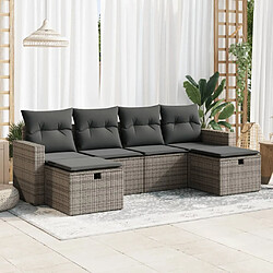 vidaXL Salon de jardin 6 pcs avec coussins gris résine tressée