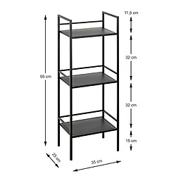 Pegane Etagère, Meuble étagère en métal coloris noir -longueur 35 x profondeur 25 x hauteur 95 cm