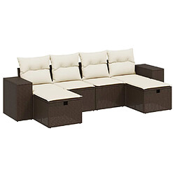 vidaXL Salon de jardin avec coussins 6 pcs marron résine tressée