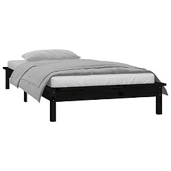 Acheter vidaXL Cadre de lit à LED sans matelas noir 90x200 cm bois massif