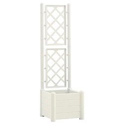 Maison Chic Jardinière,Bac à fleurs avec treillis - pot de fleur 43x43x142 cm PP Blanc -GKD30961