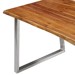 Acheter vidaXL Table à manger 160x80x75 cm Bois d'acacia et acier inoxydable