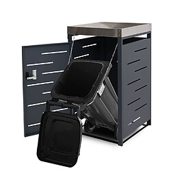 Mendler Cache pour 1 conteneur à déchets HWC-H40b acier inoxydable-métal combiné 24kg 110x60x62cm extensible pas cher