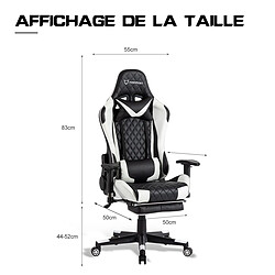 Acheter Fauteuil gamer Foxsport, chaise gaming inclinable avec repose-pieds télescopique,accoudoirs2D, support lombaire et appui-tête, Blanc et Noir