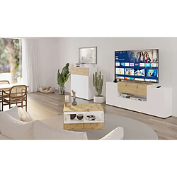 Maison Chic Meuble TV scandinave - Banc TV pour salon/Hi-Fi 182x33x70,2 cm Blanc et chêne artisanal -MN34002