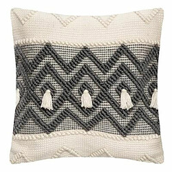 Coussin Déco à Pompons Row 45x45cm Gris