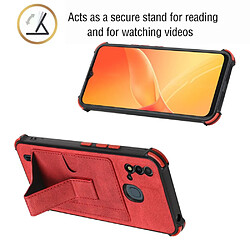 Coque en TPU + PU anti-griffes, anti-choc avec béquille et porte-carte, rouge pour votre Itel P37