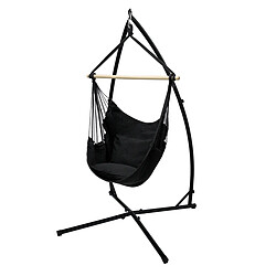 ECD Germany Chaise Suspendue avec Cadre 208 cm - Hamac Suspendu avec 2 Coussins Anthracite - jusqu'à 120 kg - Structure en Métal - pour Jardin ou Terrasse