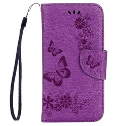 Wewoo Housse Étui Violet pour Huawei P8 Lite 2017 Papillons Gaufrage en cuir flip horizontale avec support & Slots de cartes Portefeuille & Longe